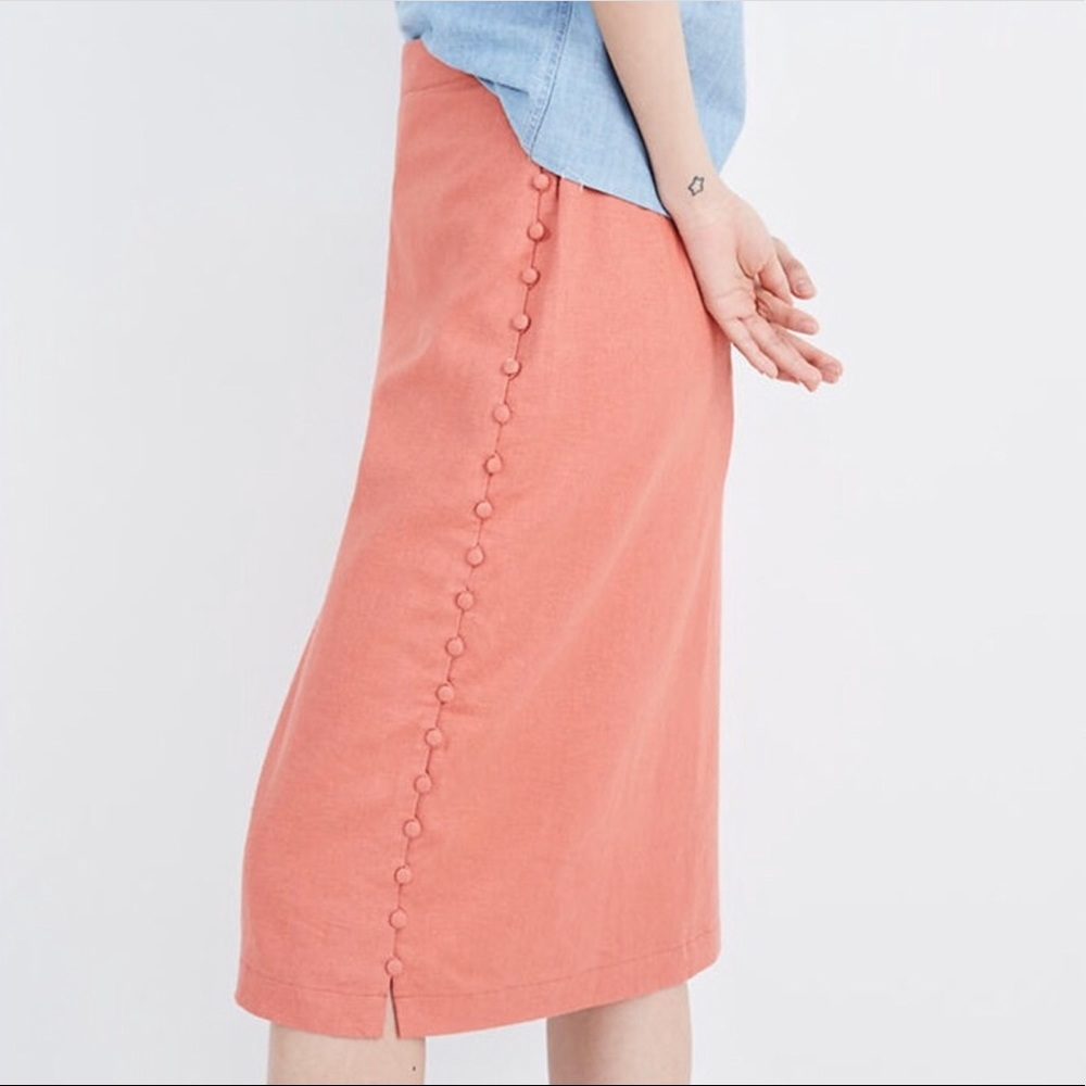 Madewell Button Side Slit Midi Skirt - Picture 4 of 8
